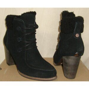 UGG Australia ANALISE Black Suede Sheepskin Ankle Boots Size US 9 NEW #1008620